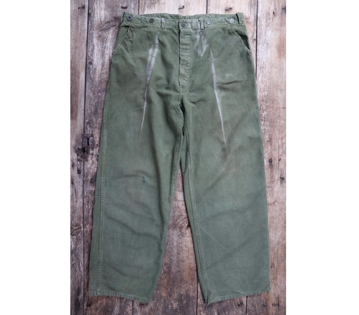 Vintage 1940s 1950s Swedish military workwear trousers - cotton twill utility pants - buckle back - 34” x 29”