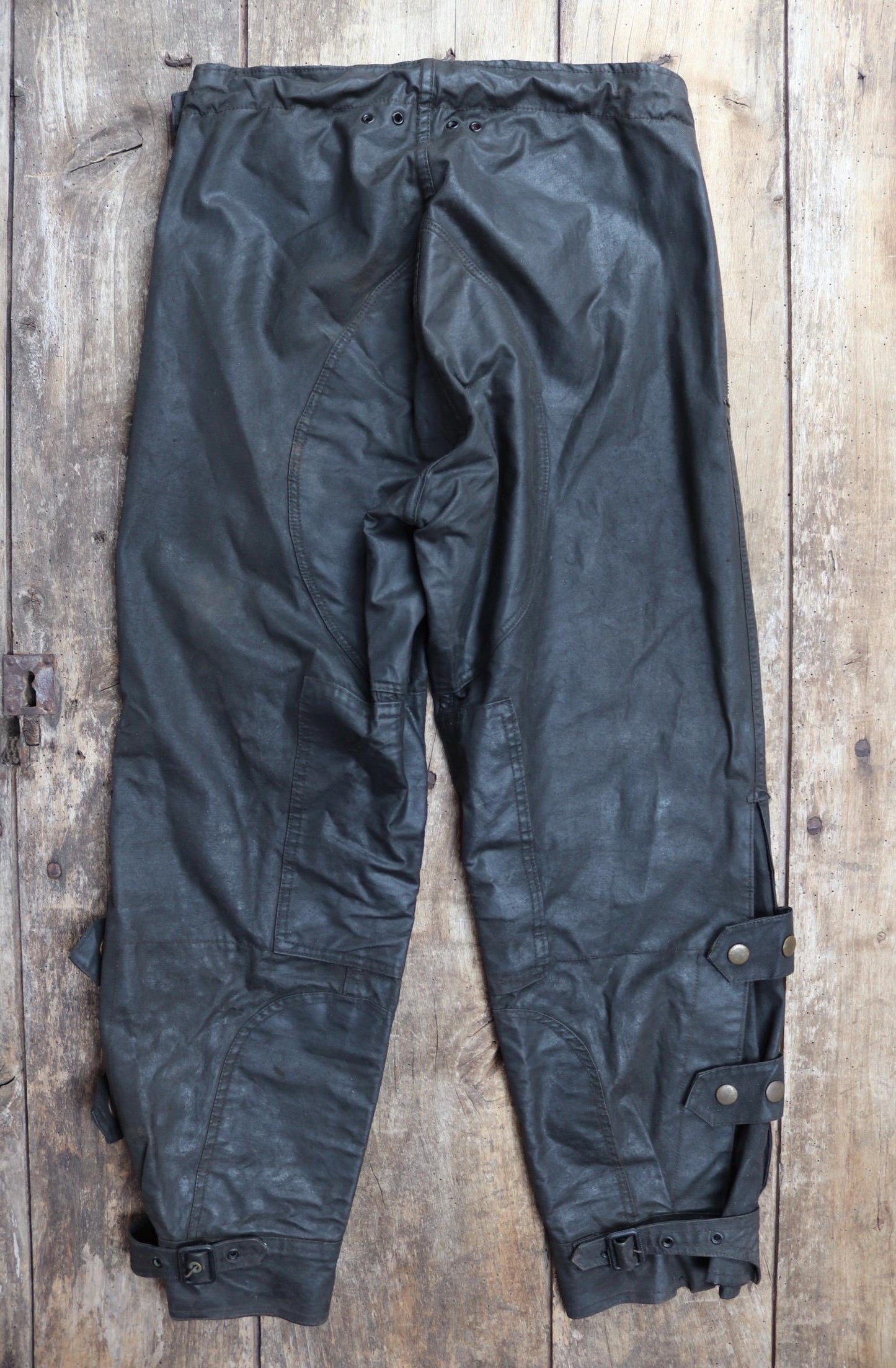 Vintage 1950s Barbour International Suit trousers - waxed cotton - 30" x 27" - Newey press studs - for motorcycle riding - dispatch rider