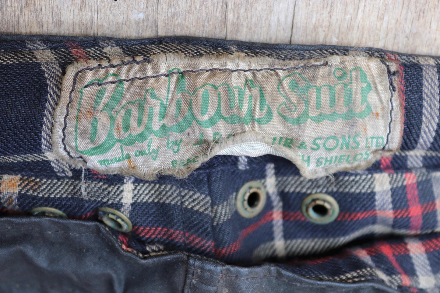 Vintage 1950s Barbour International Suit trousers - waxed cotton - 30" x 27" - Newey press studs - for motorcycle riding - dispatch rider