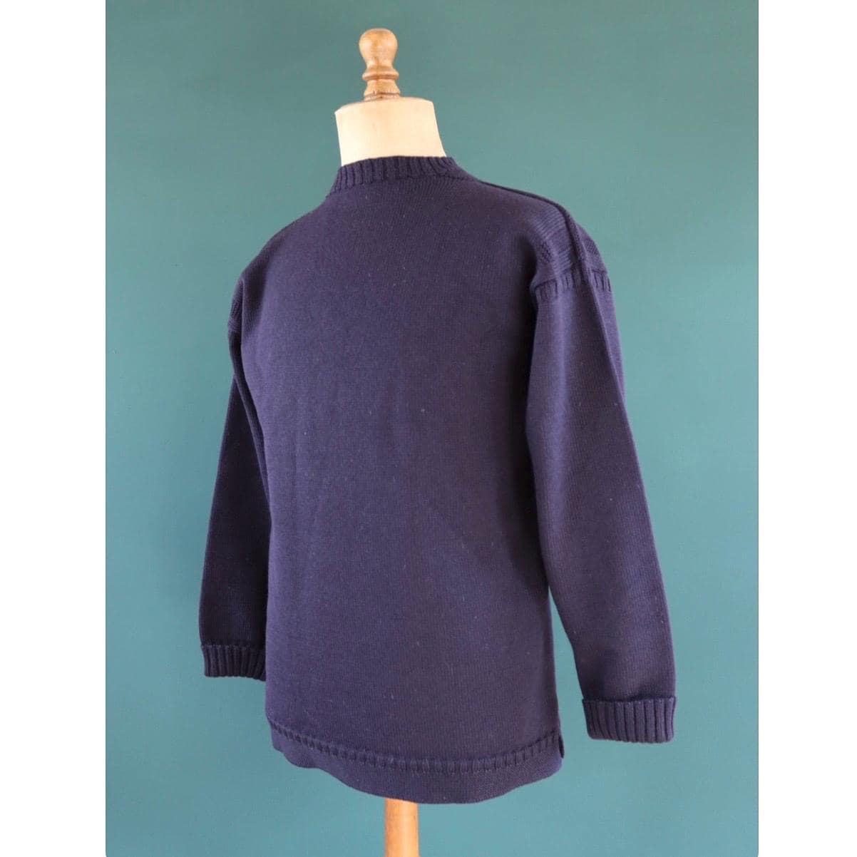 Vintage wool Guernsey jumper - fisherman workwear - Breton sweater - 41” chest