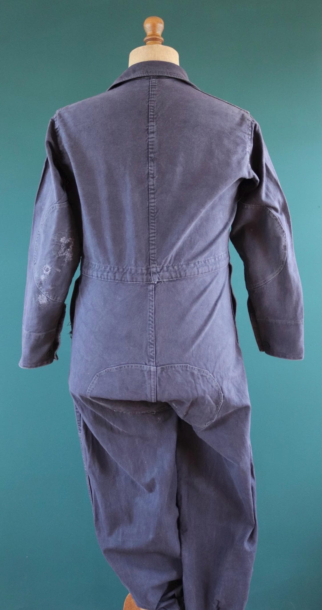 Vintage 1940s 50s Swedish black cotton tank crew coveralls - military workwear overalls - 41” x 34” x 26”