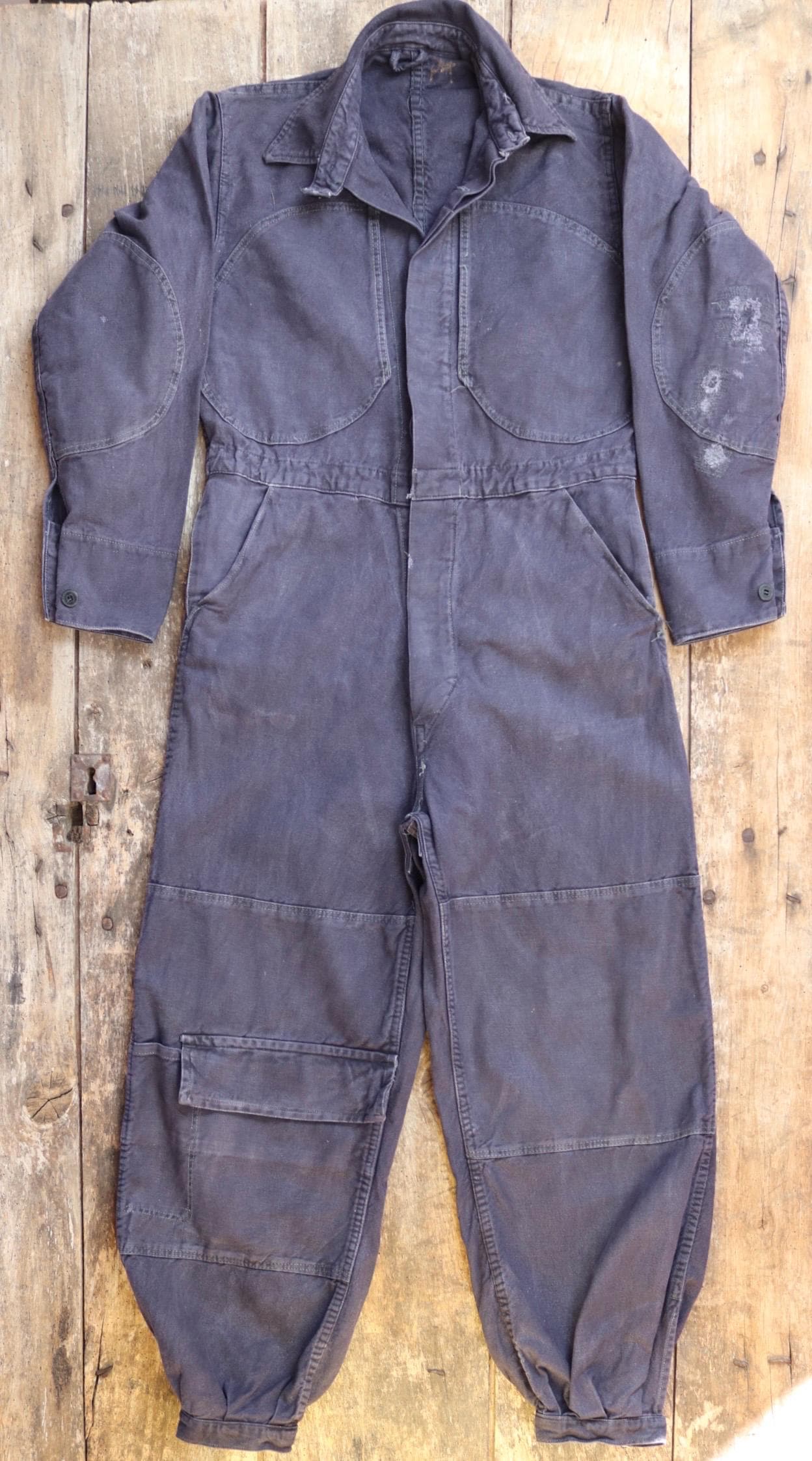 Vintage 1940s 50s Swedish black cotton tank crew coveralls - military workwear overalls - 41” x 34” x 26”