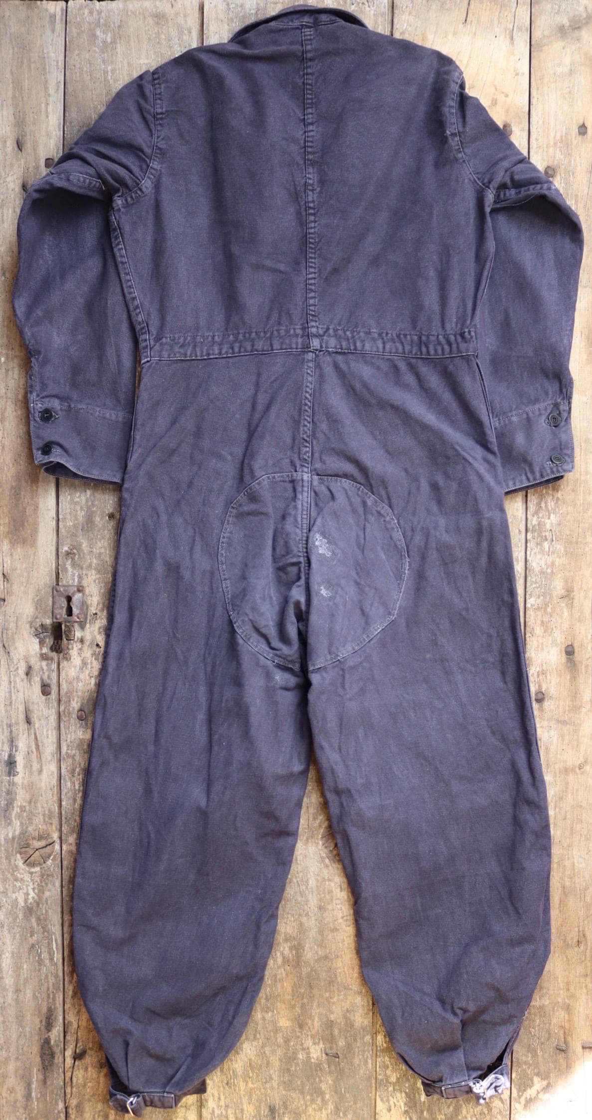 Vintage 1940s 50s Swedish black cotton tank crew coveralls - military workwear overalls - 41” x 34” x 26”