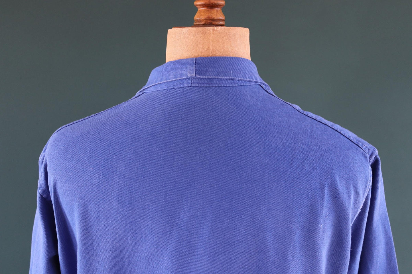 Vintage 1970s French long chore coat - workwear jacket - 49” chest - bleu de travail - cotton twill overalls - back belt