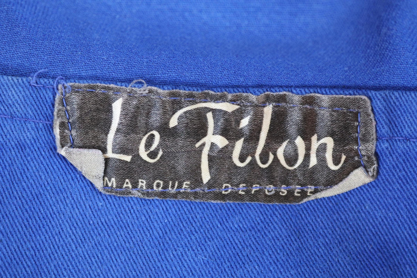 Vintage 1970s French long chore coat - workwear jacket - 49” chest - bleu de travail - cotton twill overalls - back belt