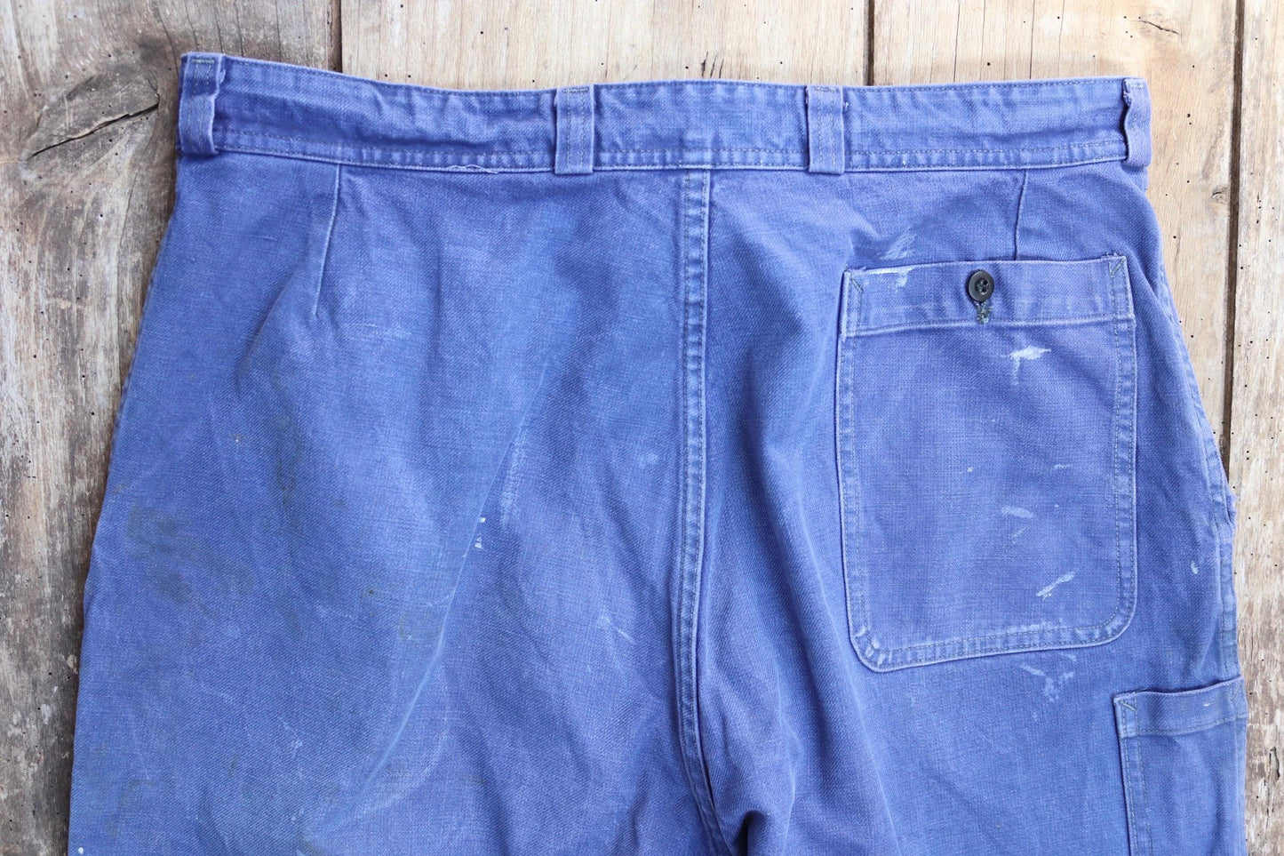 Vintage French workwear trousers - blue cotton twill pants - 1960s chore - 35” x 29”