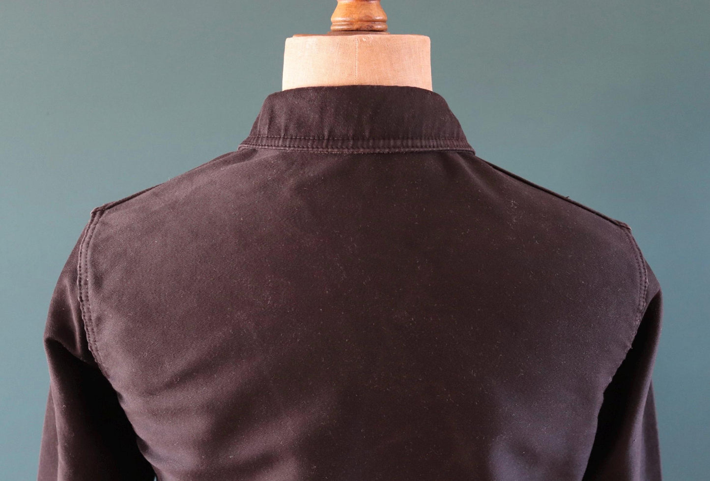 Vintage French black moleskin workwear jacket - Le Mont St Michel - 1950s chore coat - 39” chest