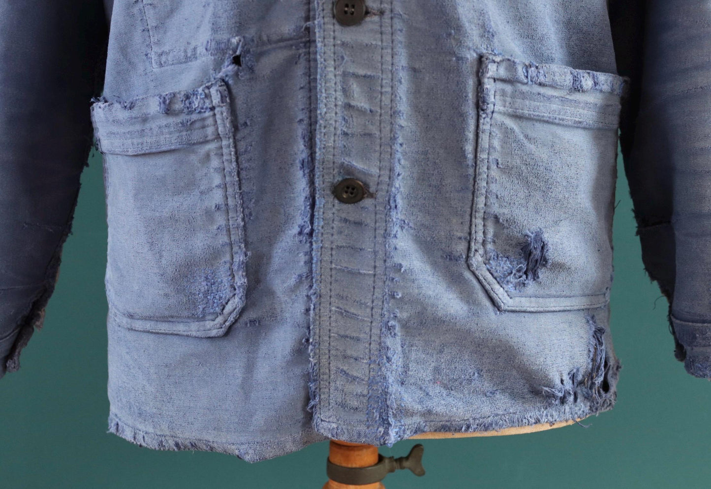 Vintage French blue moleskin jacket - Le Laboureur - 1960s chore coat - distressed condition workwear - 42” chest - faded bleu de travail