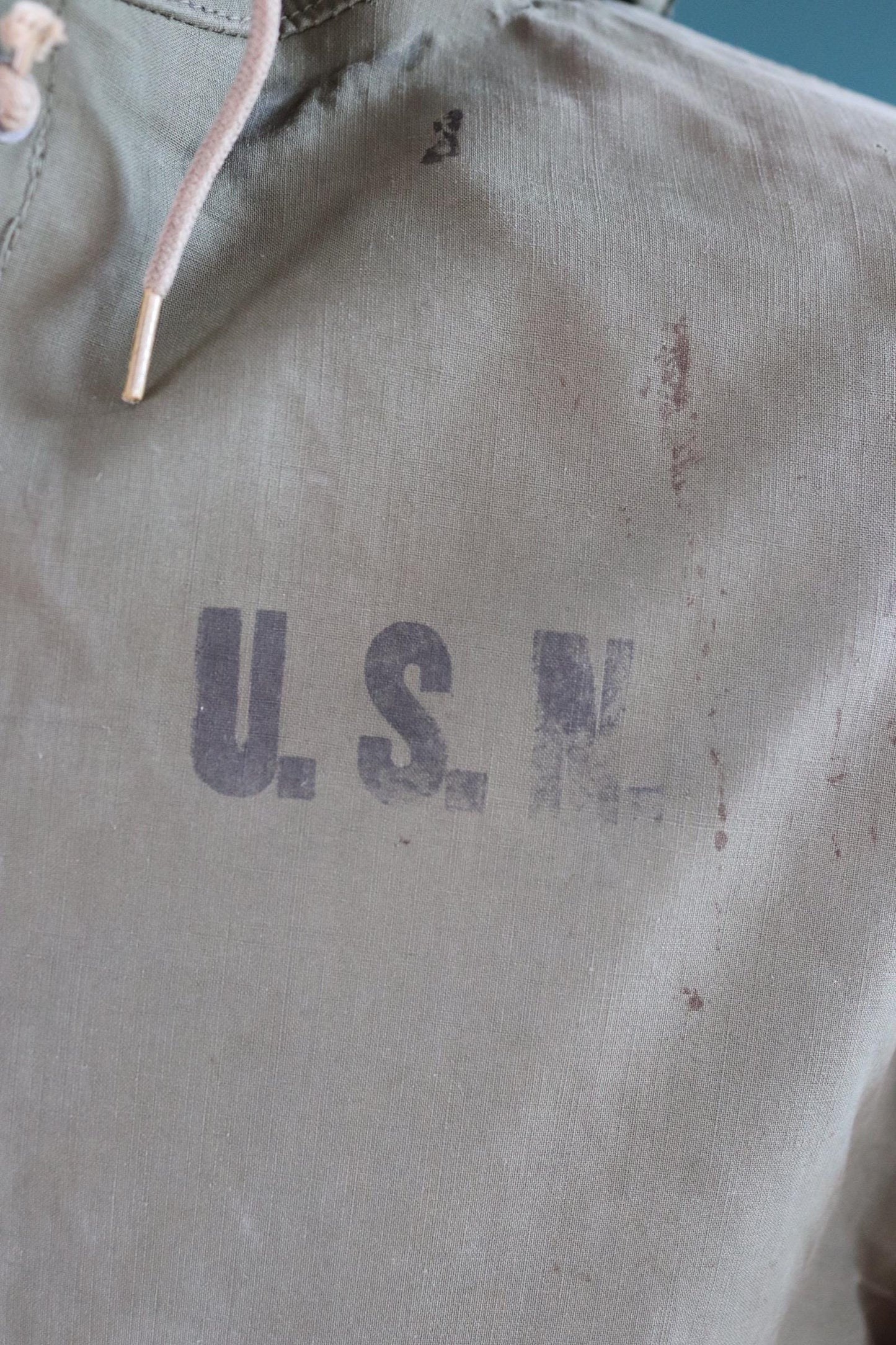Vintage 1940s 50s US Navy foul weather smock - USN anorak - naval deck jacket - military anorak - 52” chest
