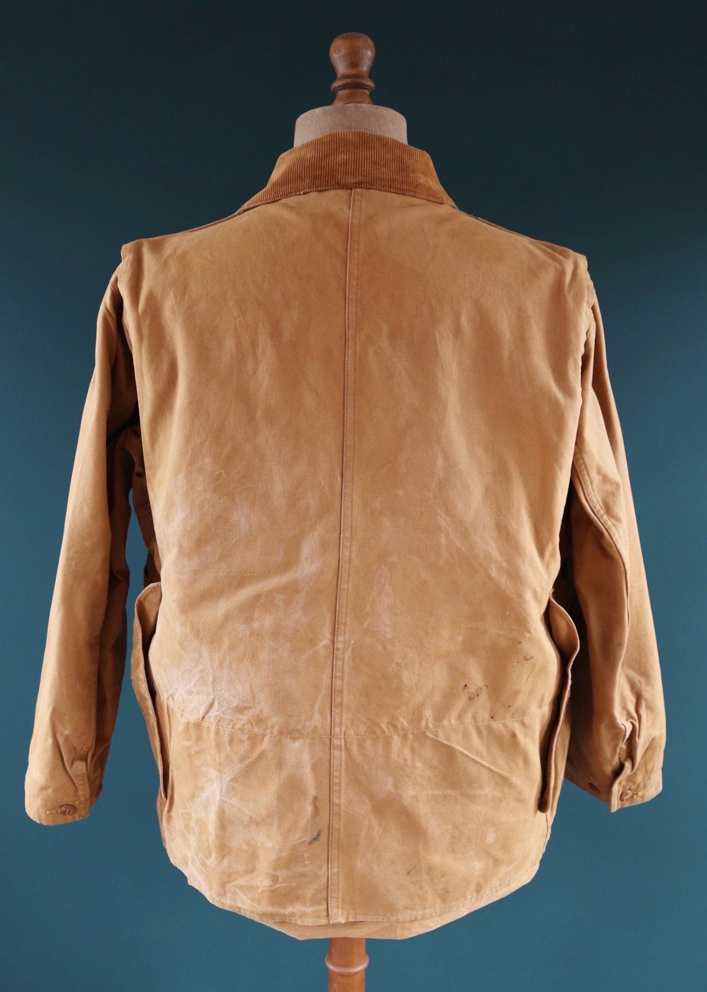 Vintage 1940s tin cloth hunting jacket - American workwear - duck cotton canvas - 48” chest - Red Head