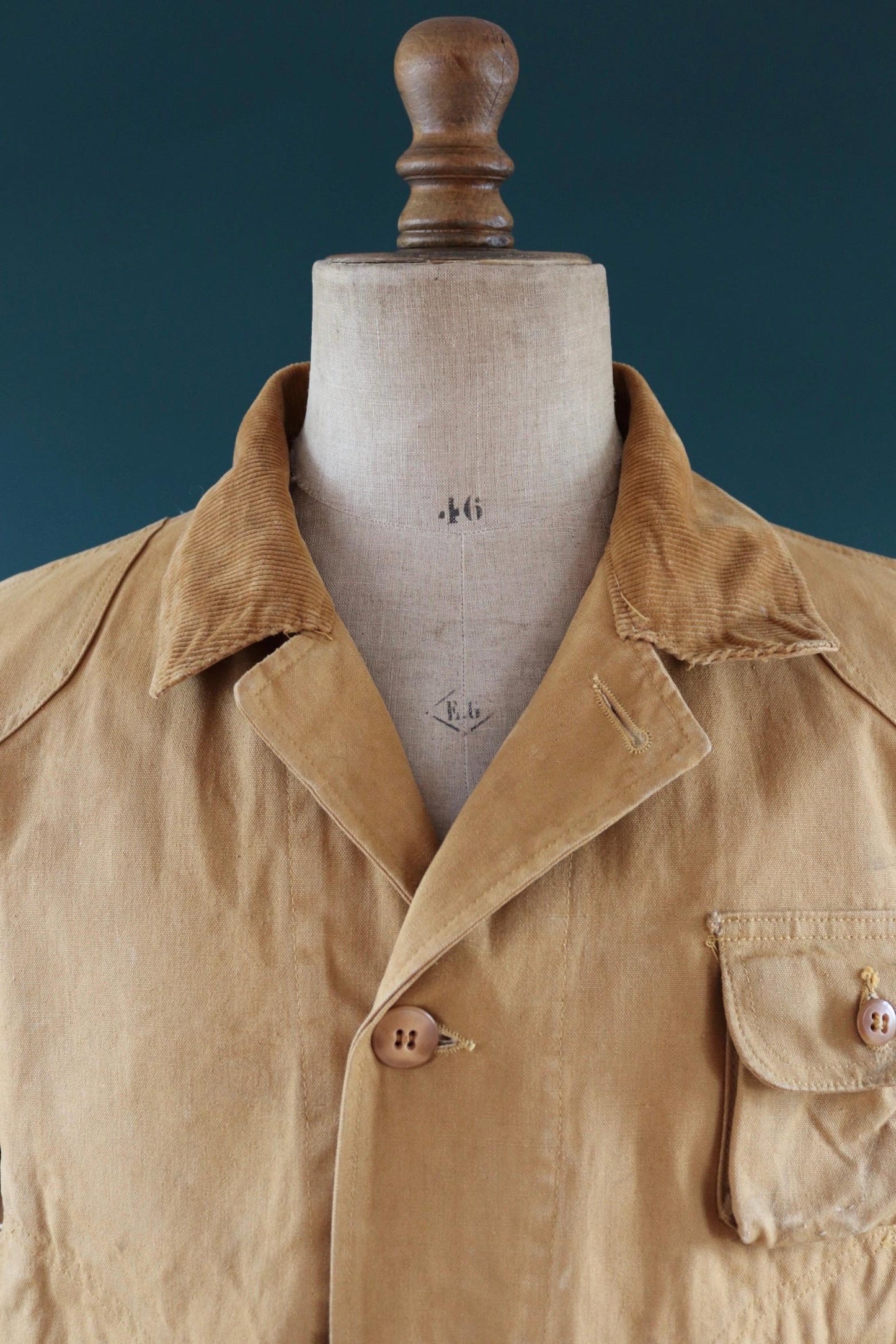 Vintage 1940s tin cloth hunting jacket - American workwear - duck cotton canvas - 48” chest - Red Head