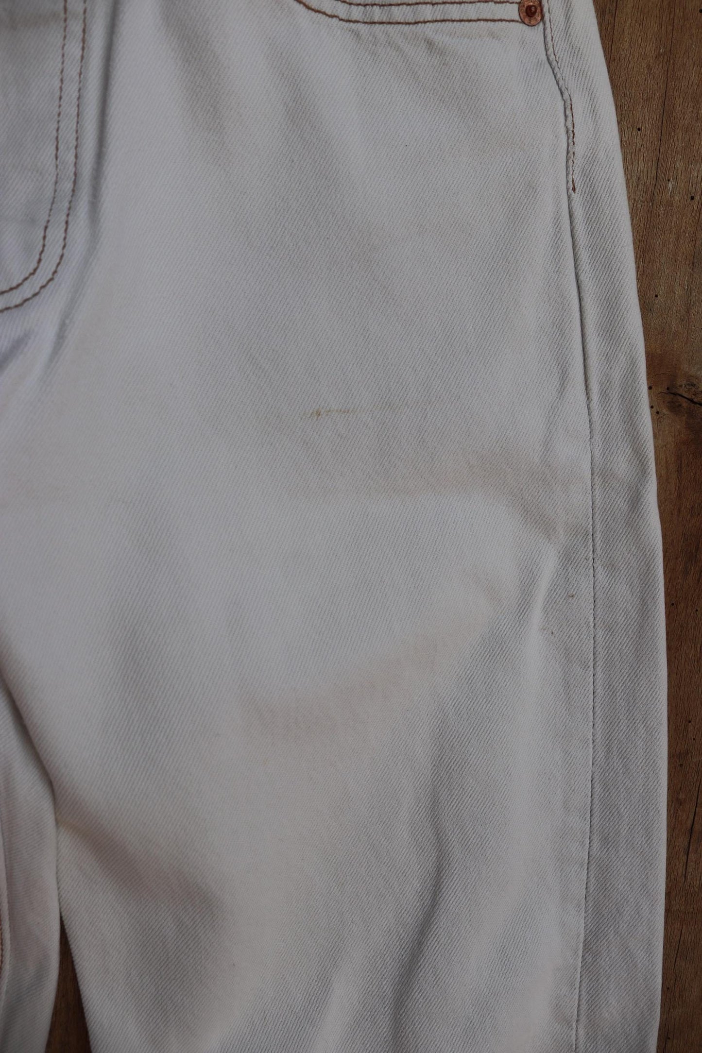 Vintage 1990s white denim Levis 501 jeans - Levi Strauss red tab - small e - 27” x 30”