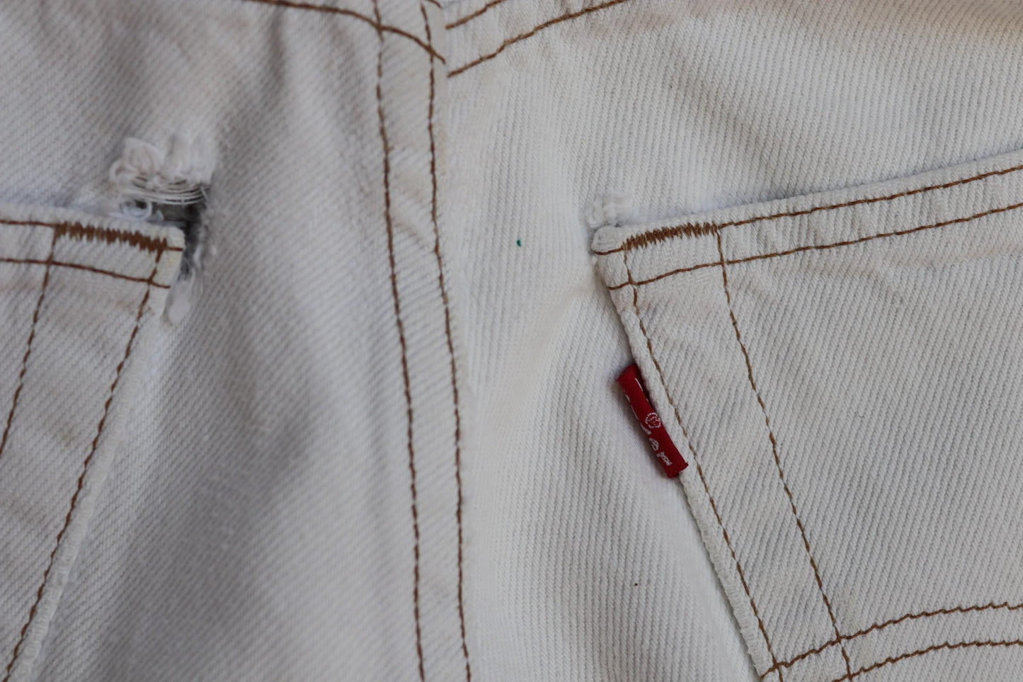 Vintage 1990s white denim Levis 501 jeans - Levi Strauss red tab - small e - 27” x 30”