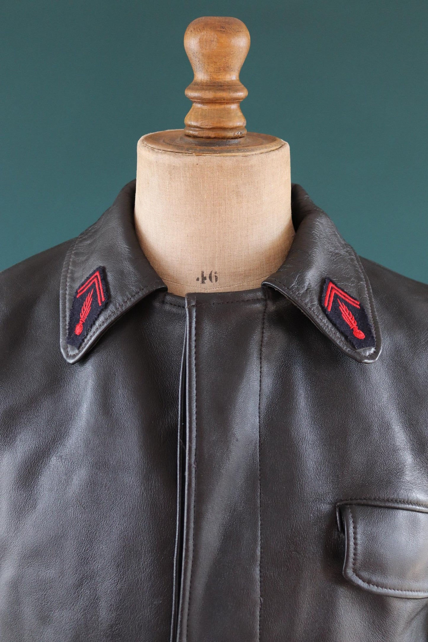 Vintage 1960s 70s French black leather jacket - Le Corbusier style - firefighter workwear - 43” chest