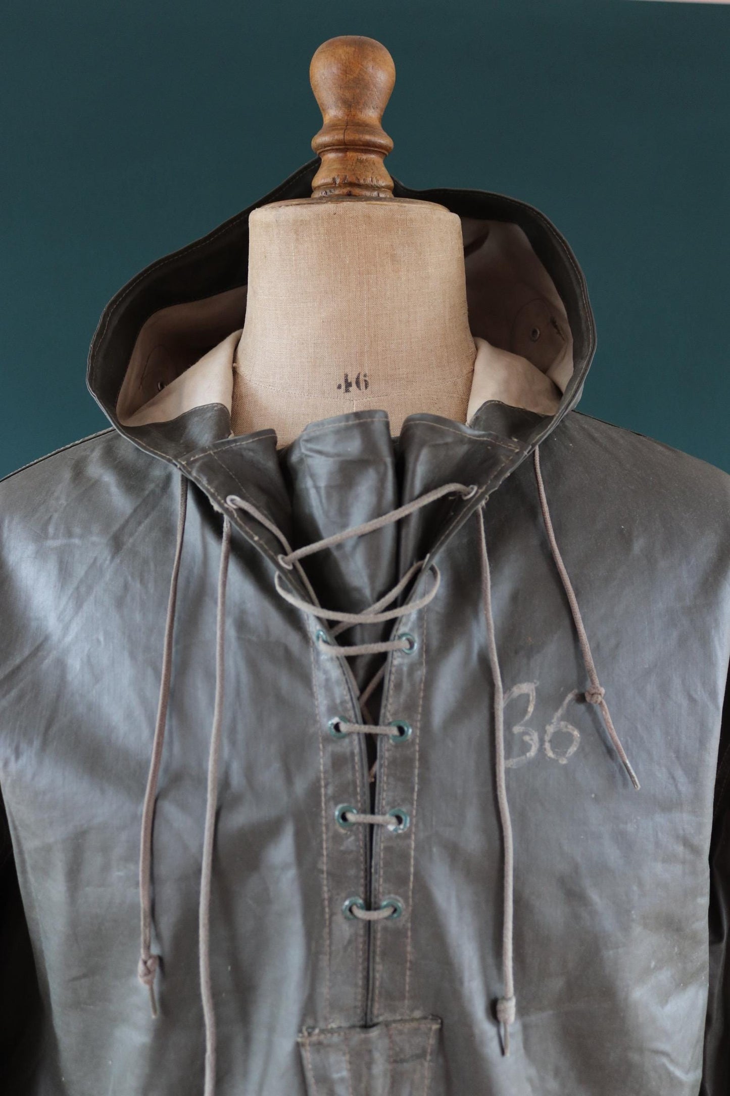 Vintage 1960s 70s Italian navy smock - foul weather anorak - military parka - sailor workwear - 52” chest