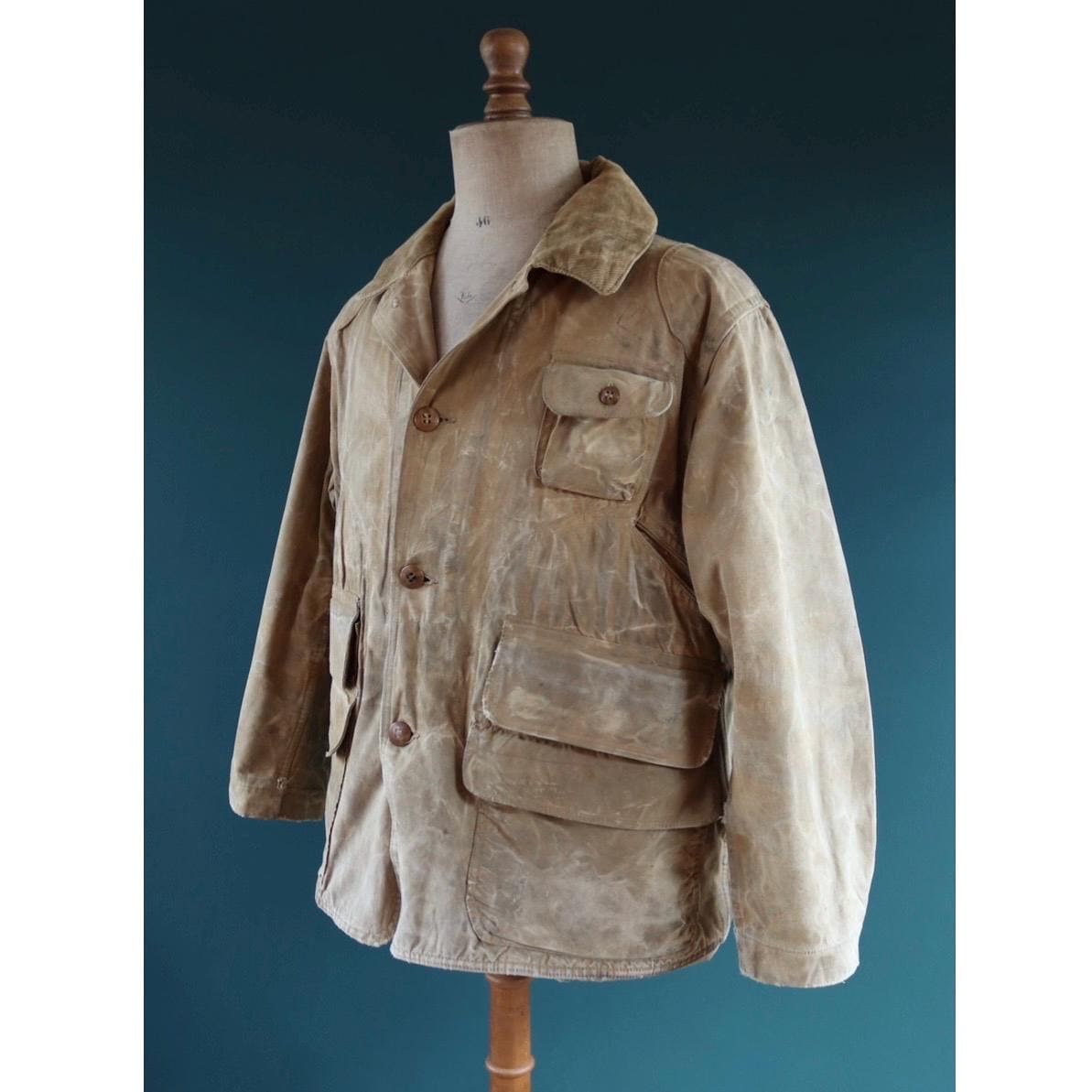 Vintage 1940s duck cotton hunting jacket - American workwear - tin cloth - 48” chest - Red Head