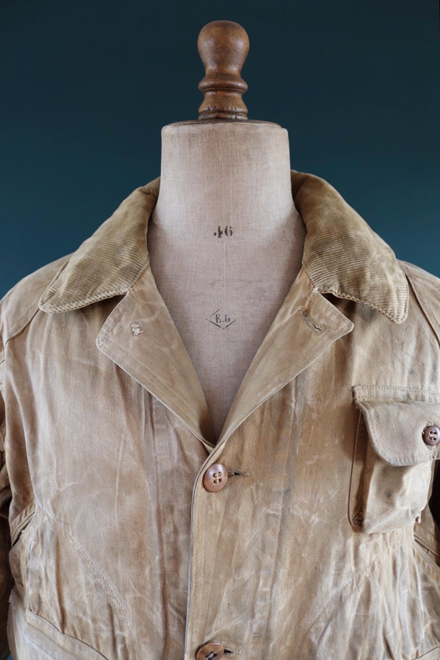 Vintage 1940s duck cotton hunting jacket - American workwear - tin cloth - 48” chest - Red Head