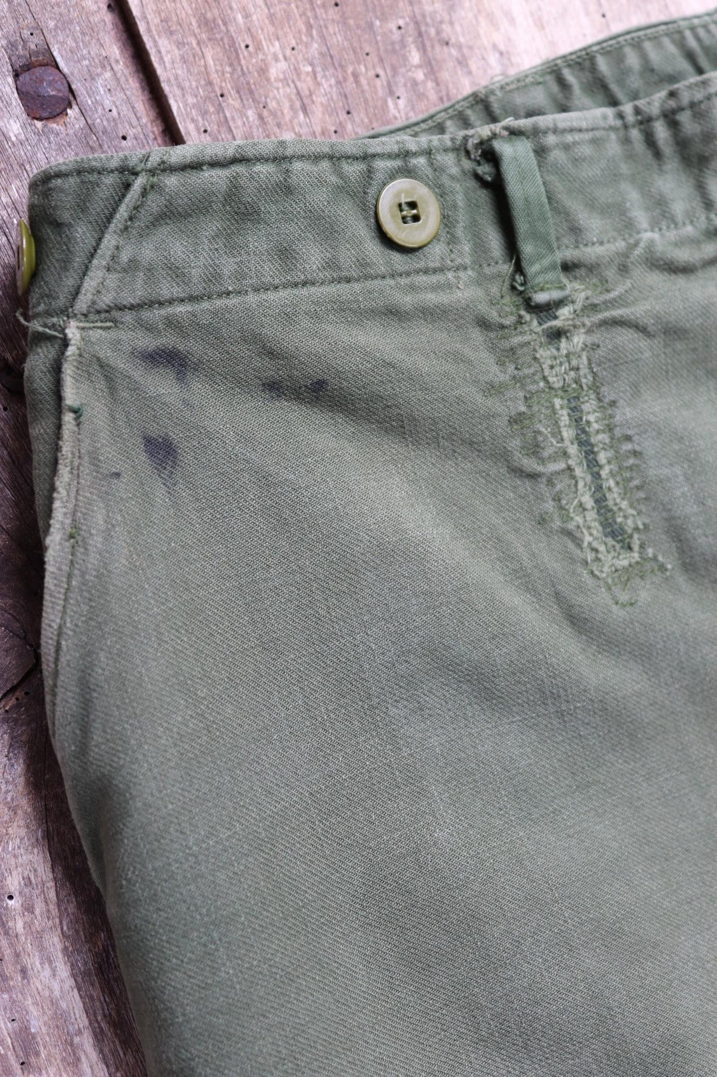 Vintage 1940s 50s workwear trousers - Swedish military utility pants - buckle back cotton twill - 35” x 32”