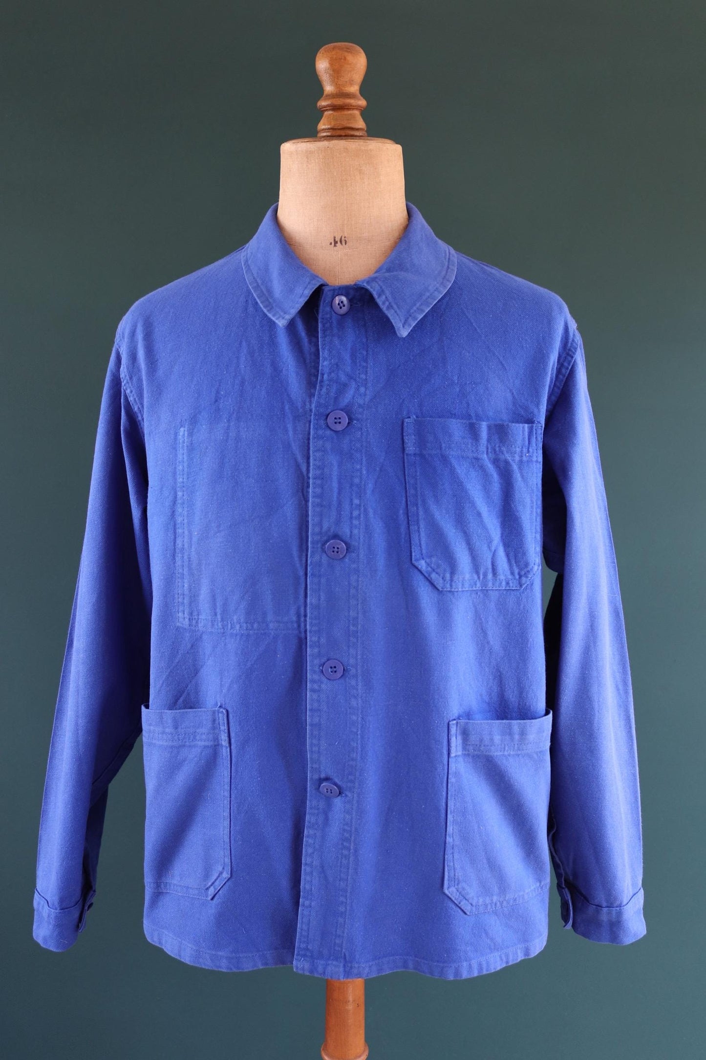 Vintage French blue workwear jacket - 1960s chore coat - cotton twill - 46” chest - bleu de travail - Bill Cunningham