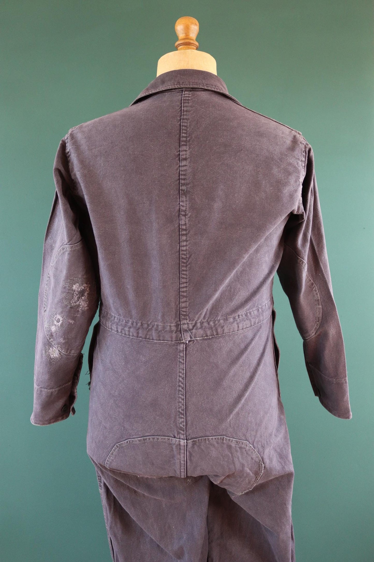 Vintage 1940s 50s Swedish black cotton tank crew coveralls - military workwear overalls - 41” x 34” x 26”