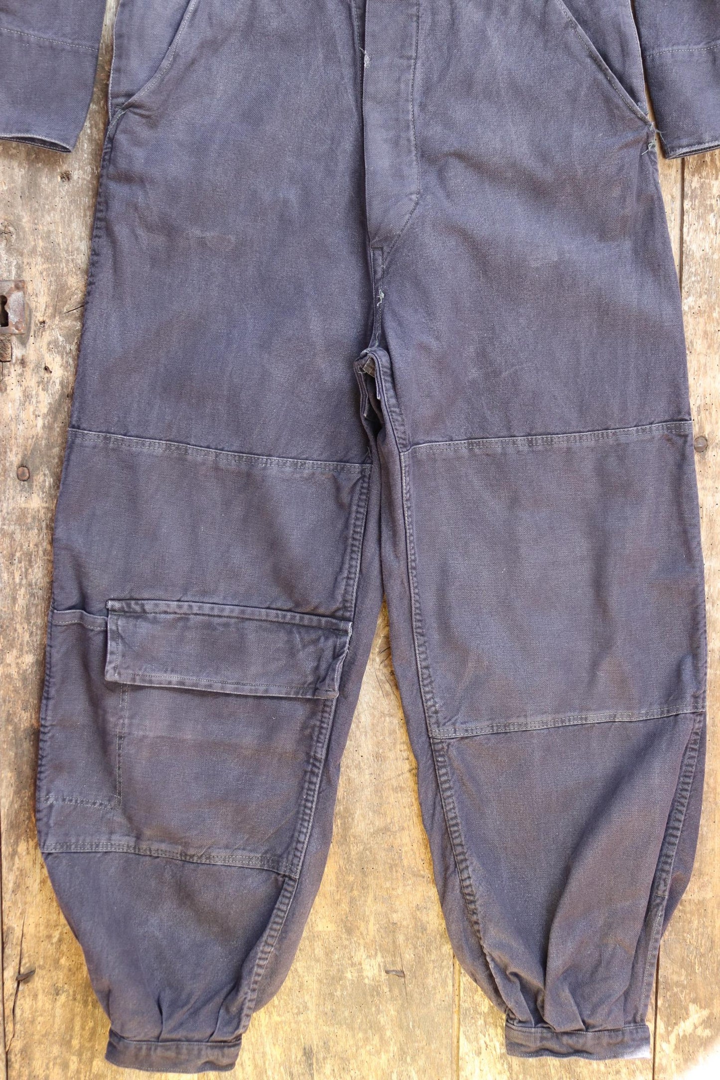 Vintage 1940s 50s Swedish black cotton tank crew coveralls - military workwear overalls - 41” x 34” x 26”