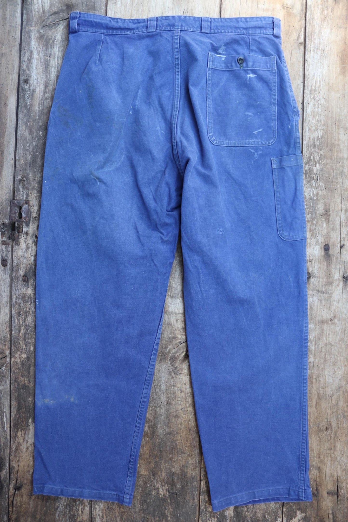 Vintage French workwear trousers - blue cotton twill pants - 1960s chore - 35” x 29”
