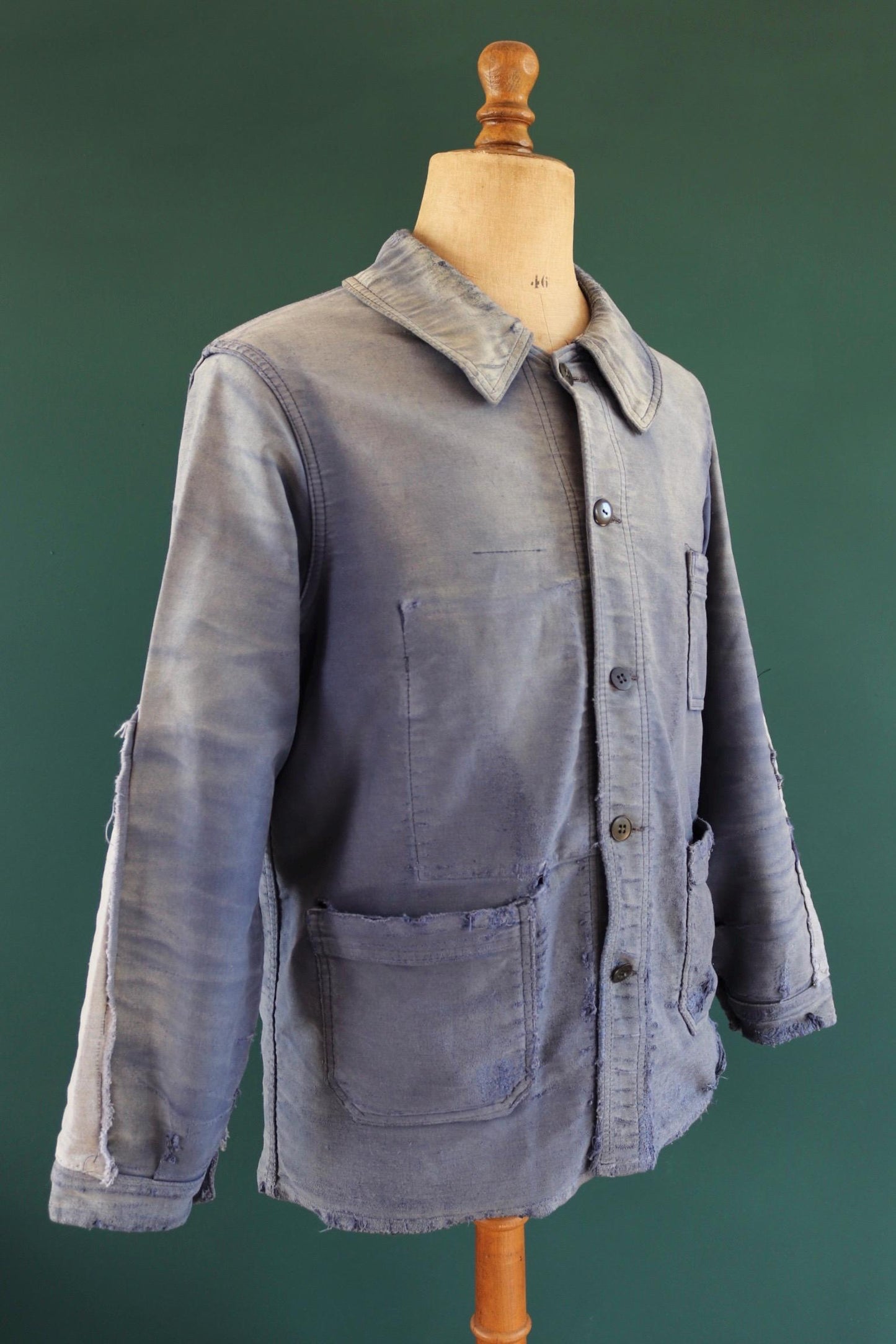 Vintage French blue moleskin jacket - Le Laboureur - 1960s chore coat - distressed condition workwear - 42” chest - faded bleu de travail