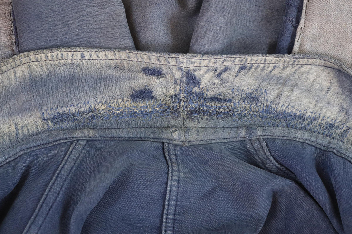 Vintage French blue moleskin jacket - Le Laboureur - 1960s chore coat - distressed condition workwear - 42” chest - faded bleu de travail