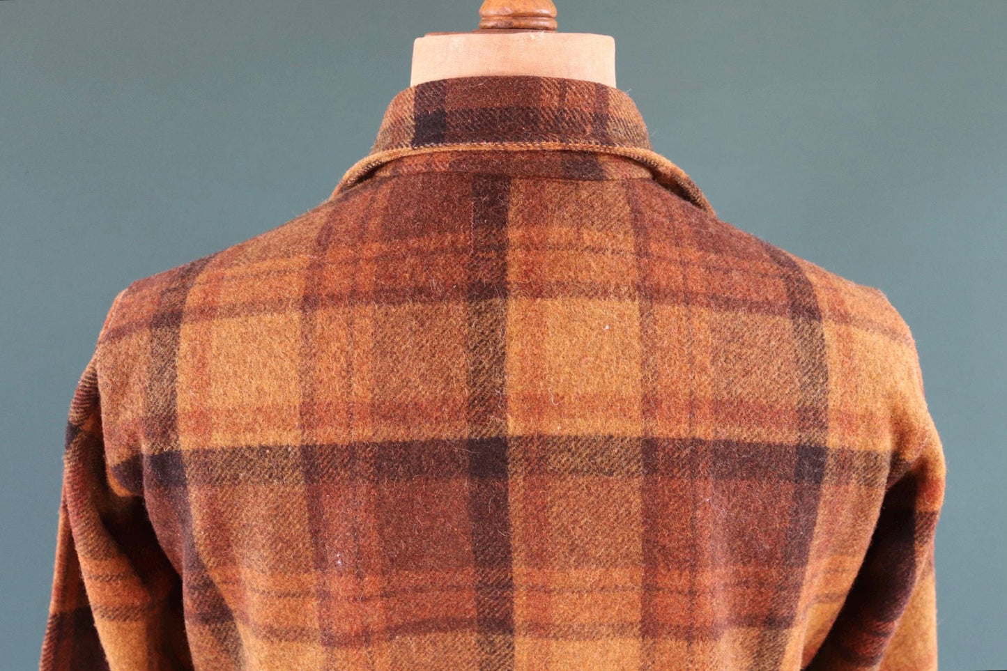Vintage 1960s Campus plaid wool shirt - checked cpo - 43" chest - for camping, hiking, workwear