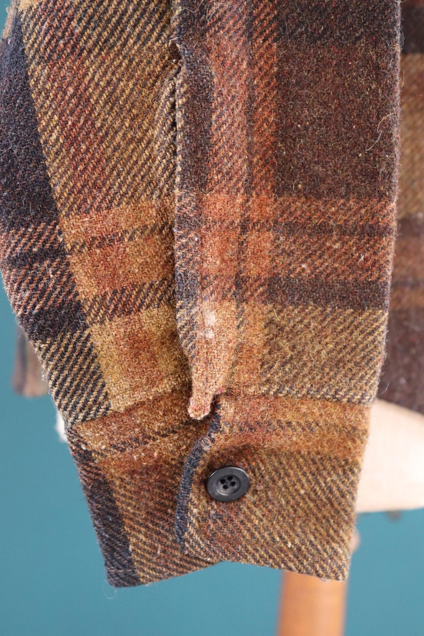 Vintage 1960s Campus plaid wool shirt - checked cpo - 43" chest - for camping, hiking, workwear