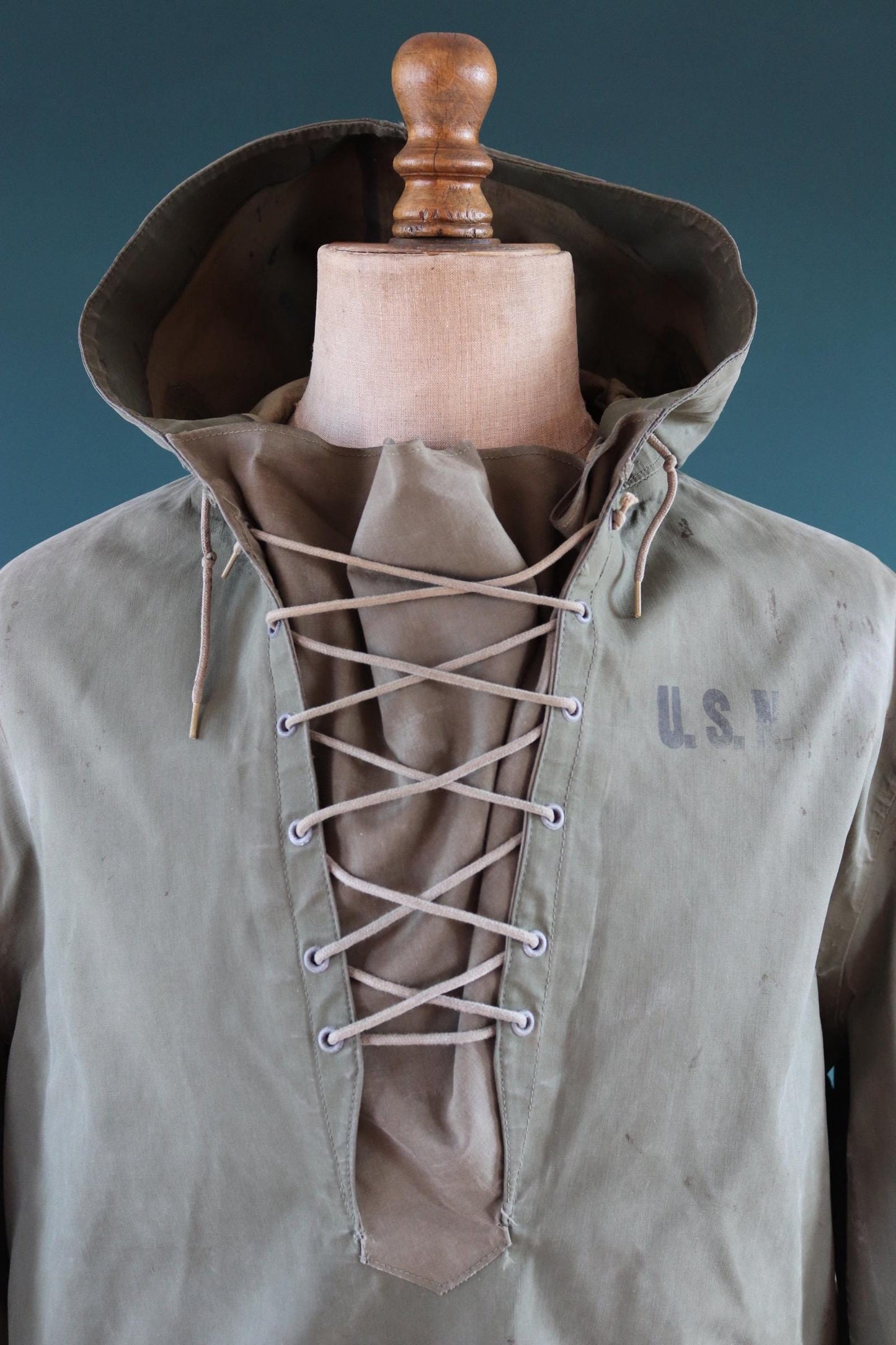 Vintage 1940s 50s US Navy foul weather smock - USN anorak - naval deck jacket - military anorak - 52” chest