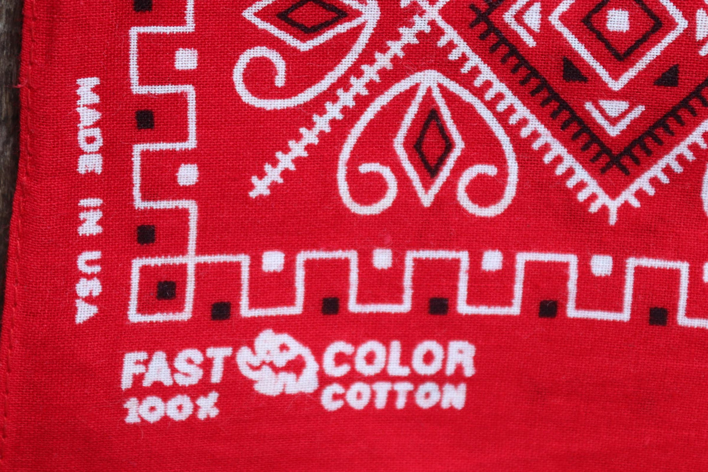 Vintage 1960s red cotton bandana - trunk up Elephant brand - colourfast neckerchief - squash blossom design - Davis and Catterall