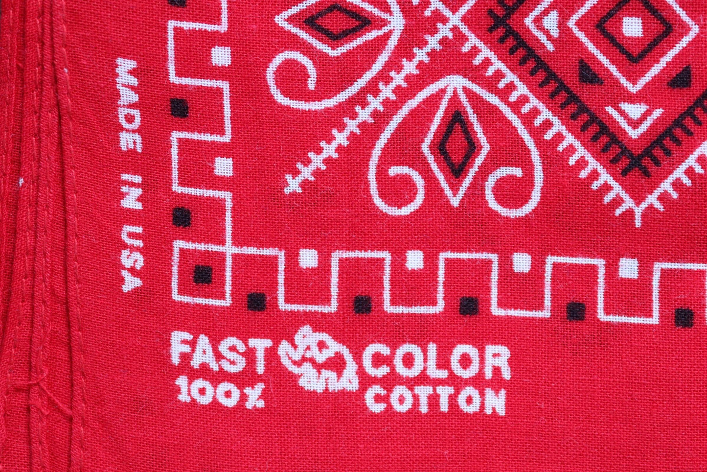 Vintage 1960s red cotton bandana - trunk up Elephant brand - colourfast neckerchief - squash blossom design - Davis and Catterall