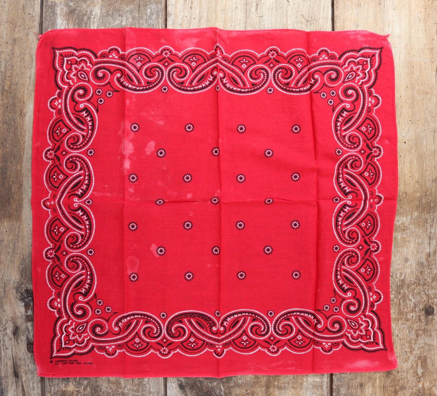 Vintage red workwear bandana - pocket square - western neckerchief