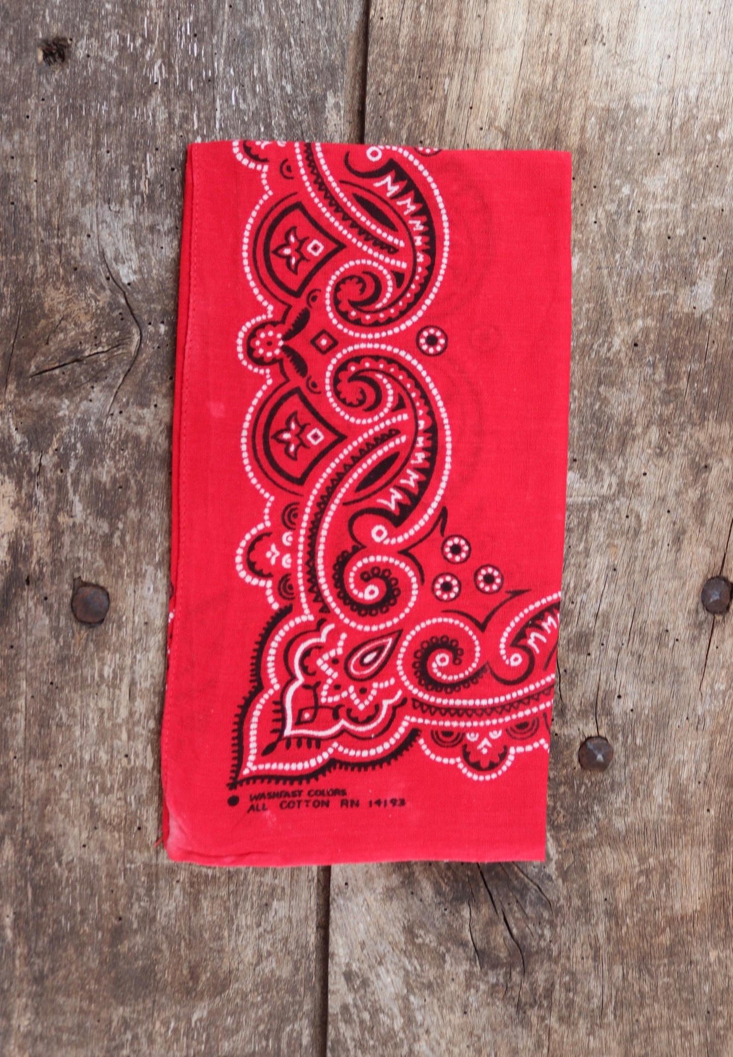 Vintage red workwear bandana - pocket square - western neckerchief