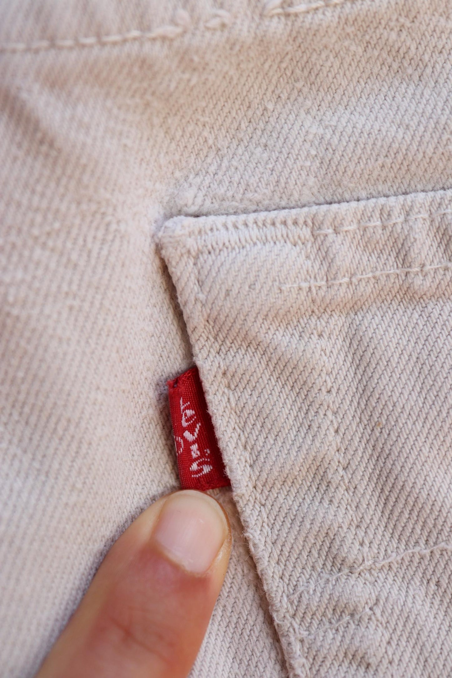 Vintage 1990s ecru denim Levis 501 jeans - Levi Strauss red tab - small e - 29” x 32”