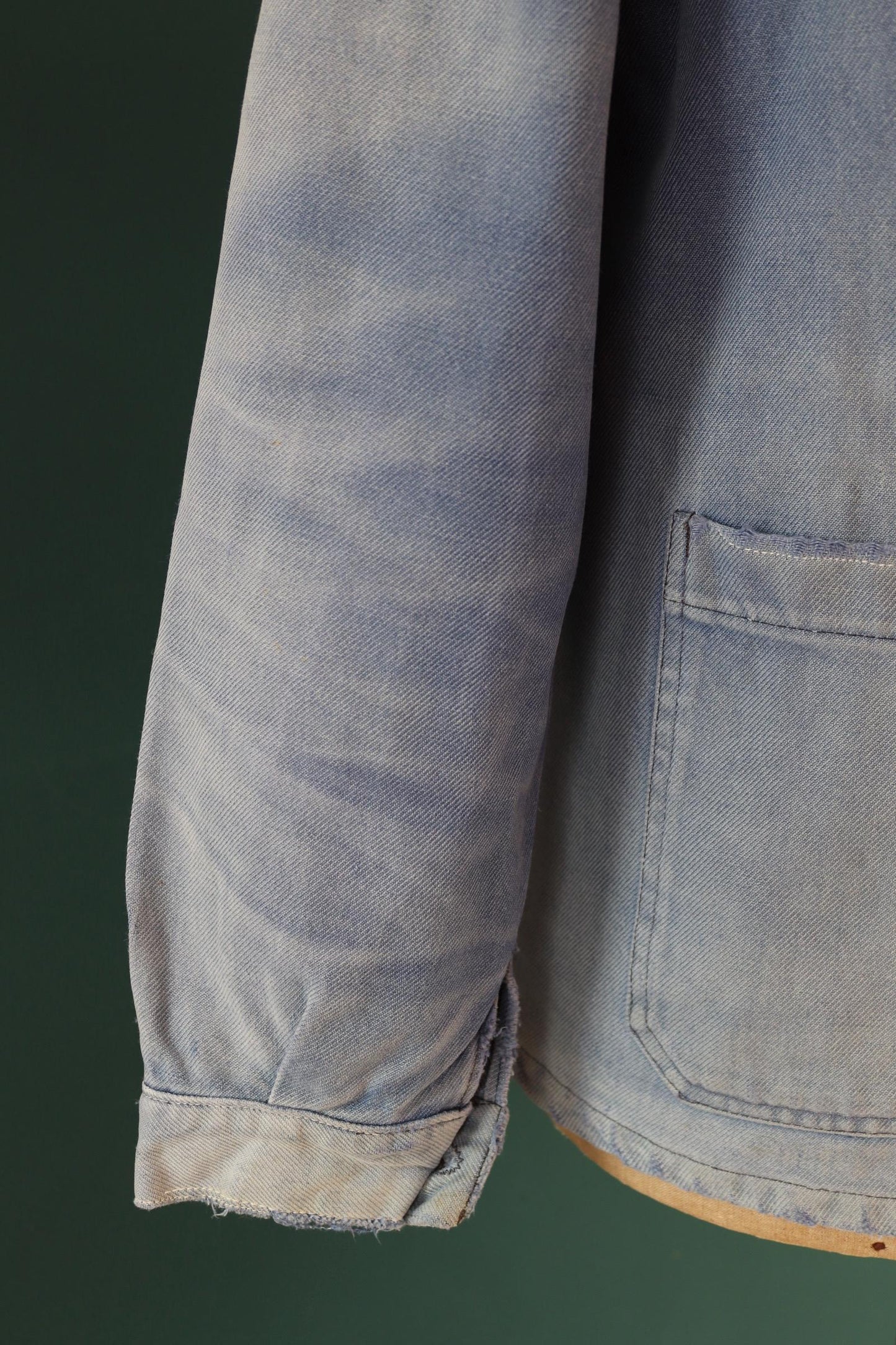 Vintage French blue workwear jacket - 1960s chore coat - 44” chest - whisker fade - bleu de travail - blue cotton twill