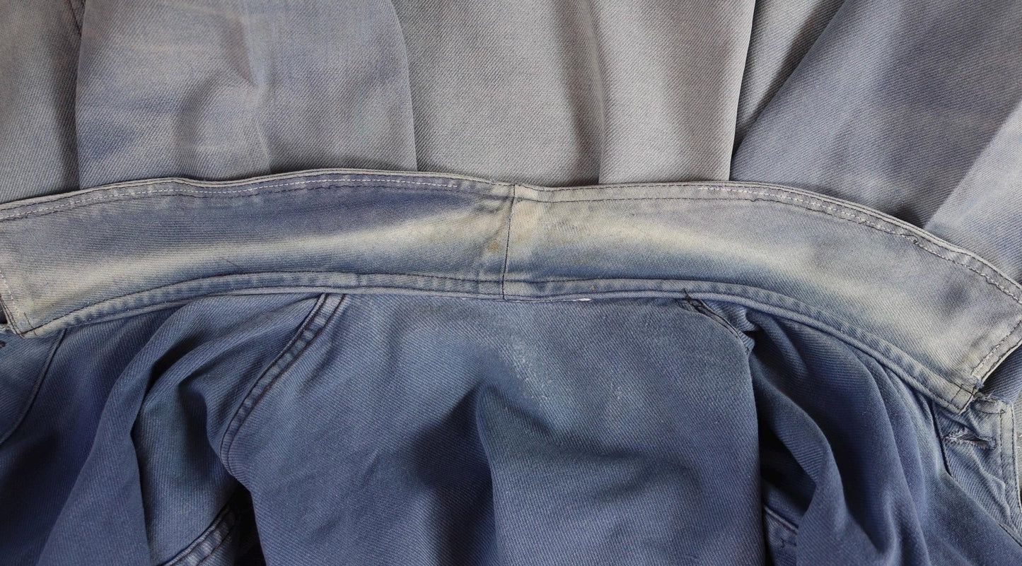 Vintage French blue workwear jacket - 1960s chore coat - 44” chest - whisker fade - bleu de travail - blue cotton twill