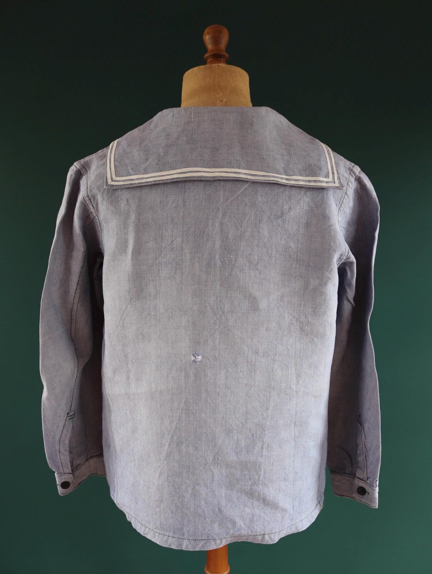 Vintage French linen shirt - 1950s Marine Nationale - Navy crackerjack bib jumper - 45” chest - military workwear - sailor top