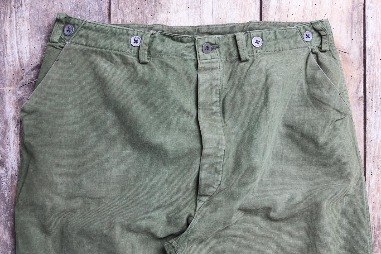 Vintage 1940s 50s workwear trousers - Swedish military utility pants - buckle back cotton twill - 35” x 28”