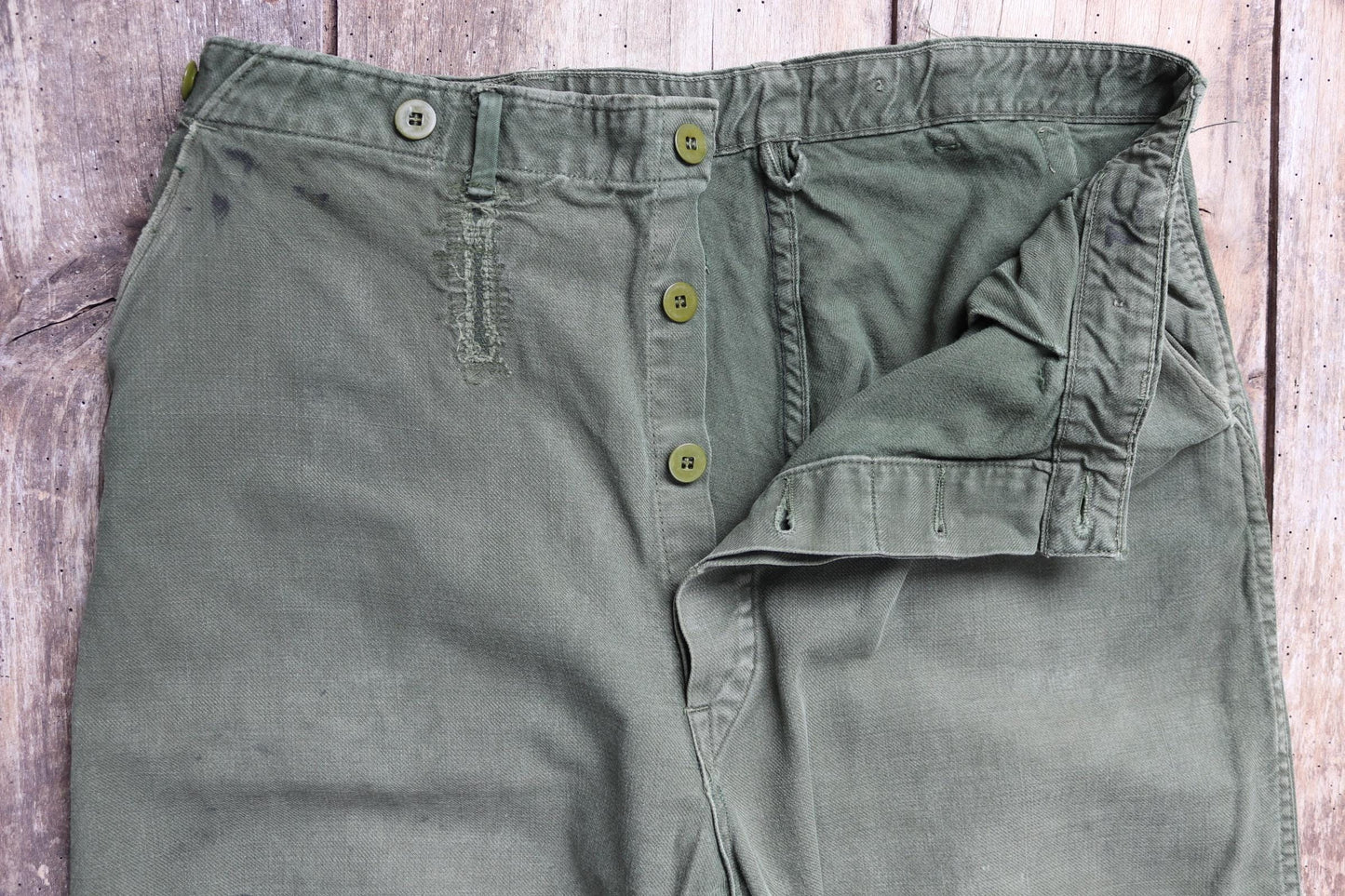 Vintage 1940s 50s workwear trousers - Swedish military utility pants - buckle back cotton twill - 35” x 32”