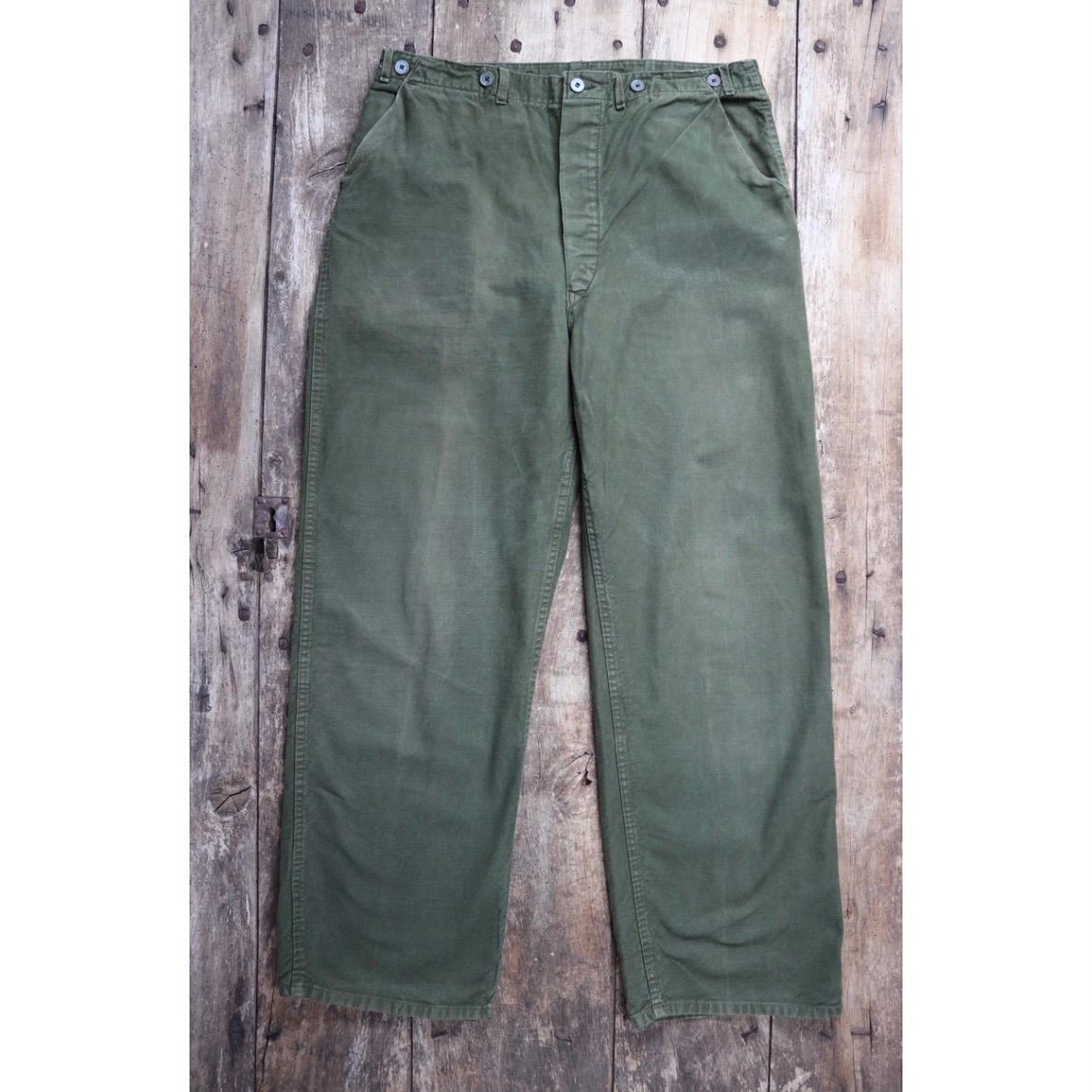 Vintage 1940s 50s workwear trousers - Swedish military utility pants - buckle back cotton twill - 35” x 31”