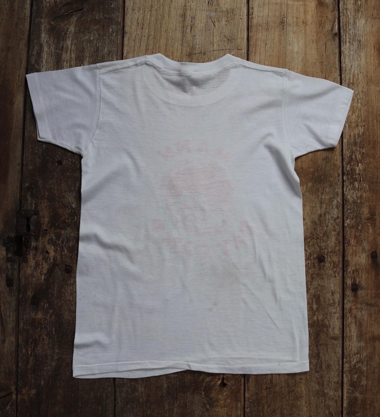 Vintage 1970s 80s camp t shirt - Fruit of the Loom white tee - 34” chest