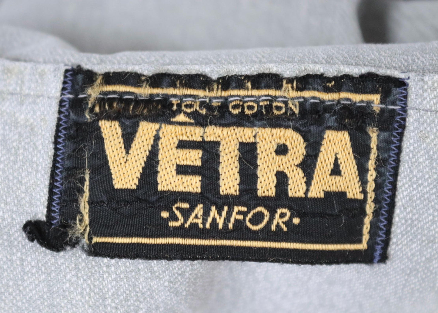 Vintage 1950s 60s French workwear jacket - selvedge overalls - salt pepper grey long belted coat - 46” chest - distressed and repaired