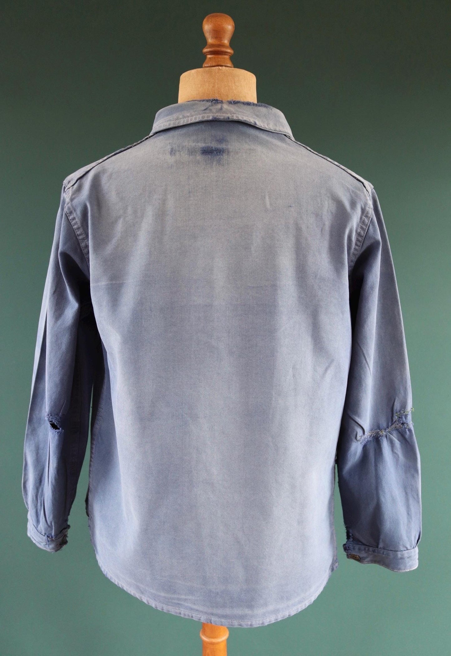 Vintage French blue workwear jacket - 1960s cotton twill - 44” chest - bleu de travail