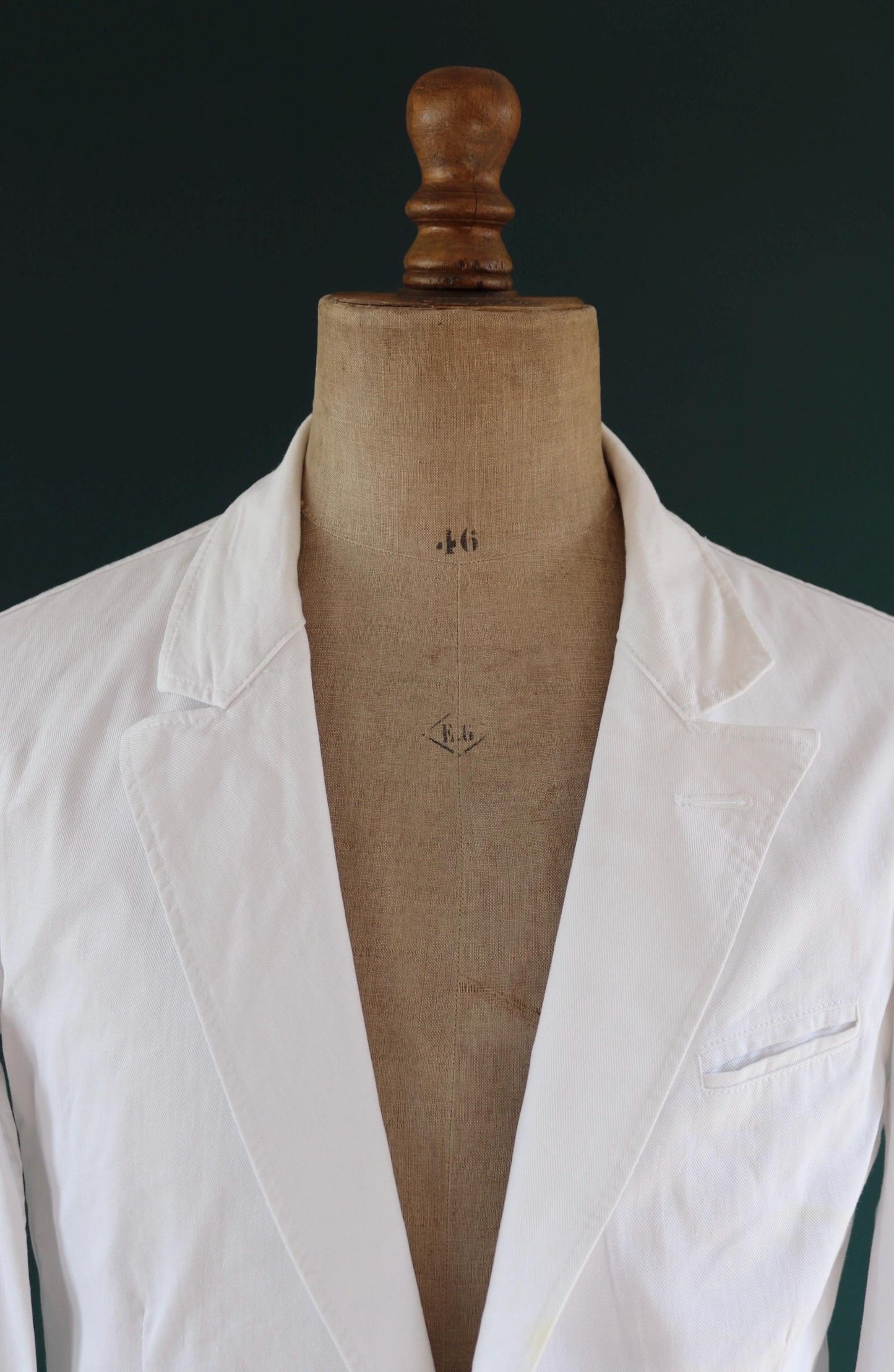 Vintage German white cotton waiters jacket - riviera style for summer - 41” chest - cropped