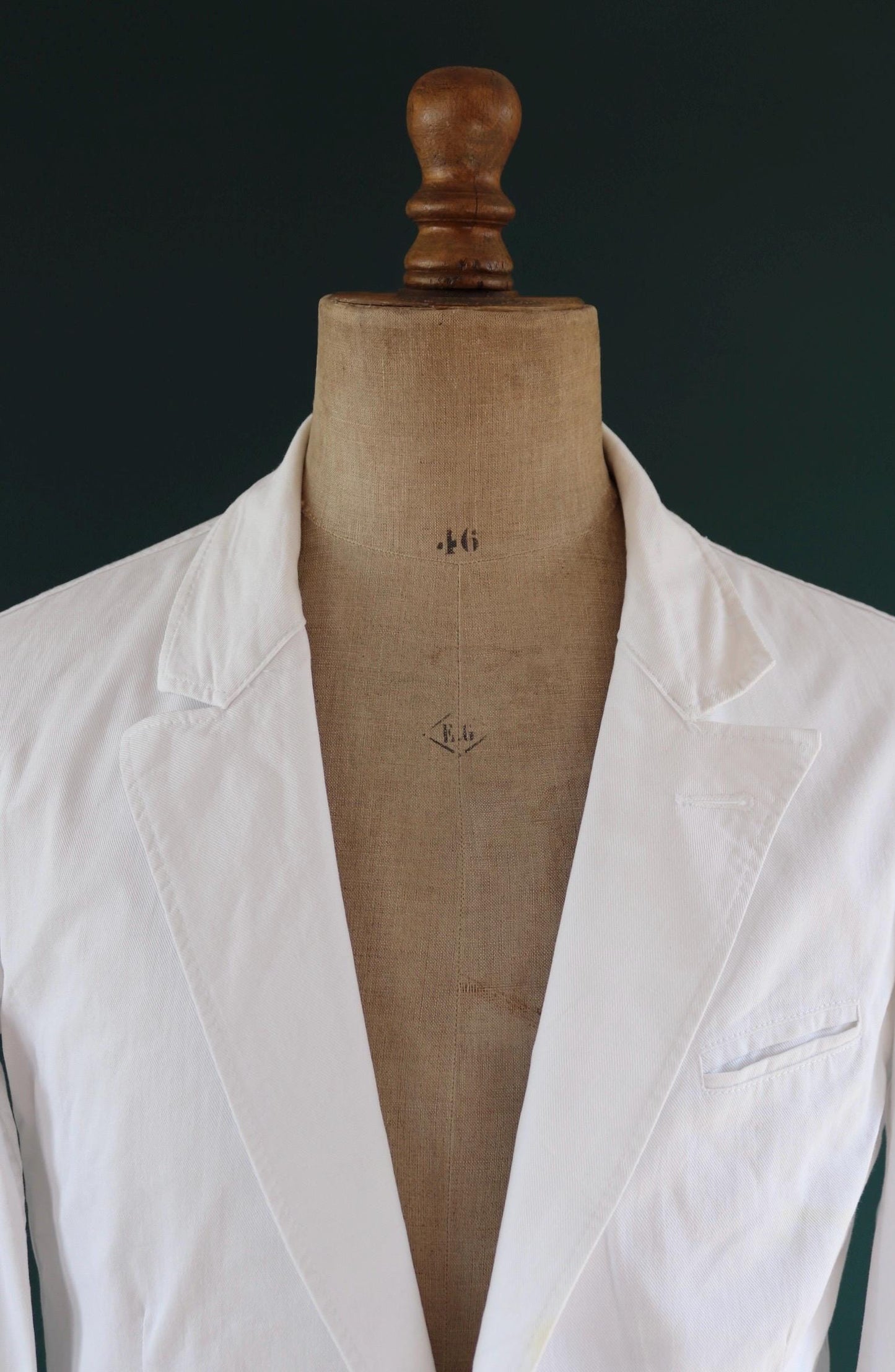 Vintage German white cotton waiters jacket - riviera style for summer - 41” chest - cropped
