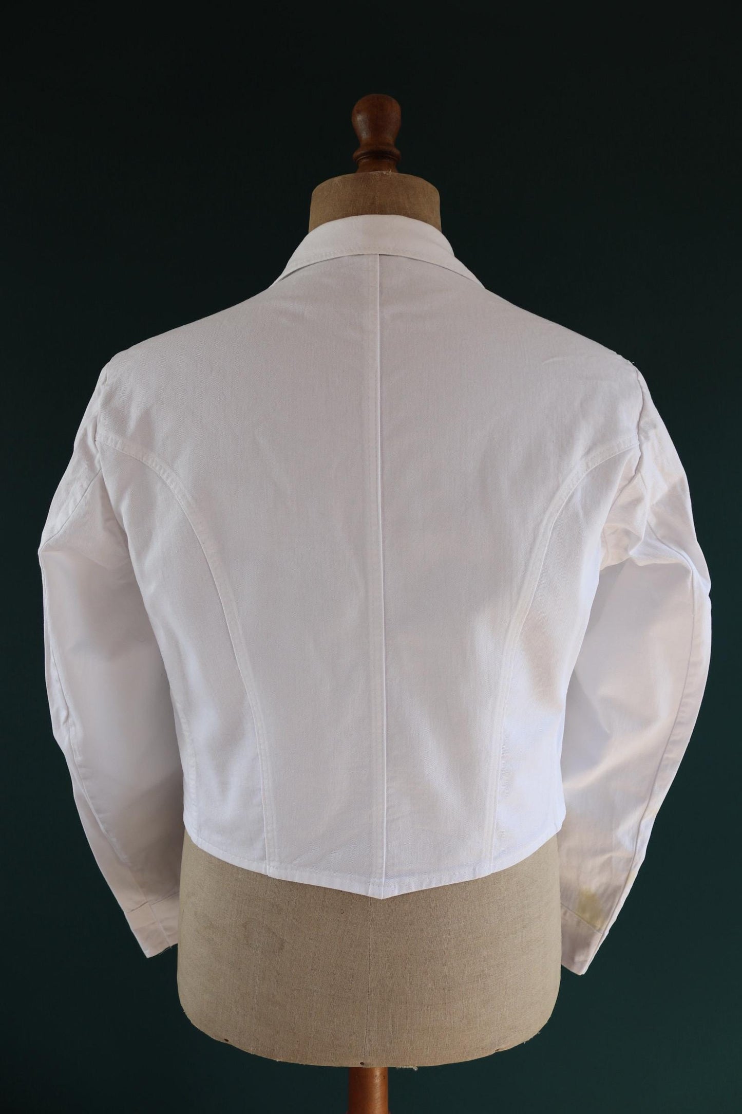 Vintage German white cotton waiters jacket - riviera style for summer - 41” chest - cropped