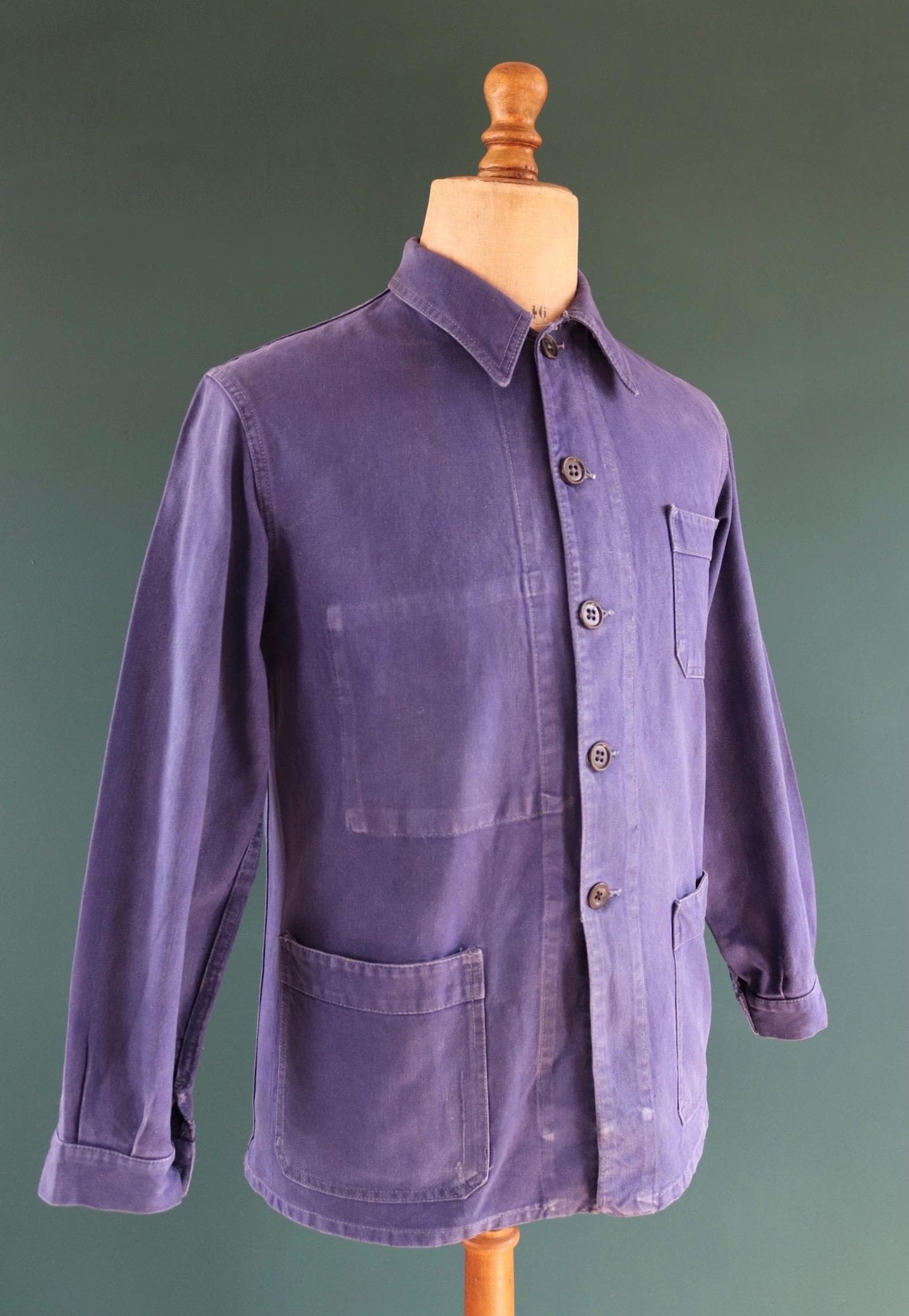 Vintage French blue workwear jacket - 1960s cotton twill - 39” chest - bleu de travail