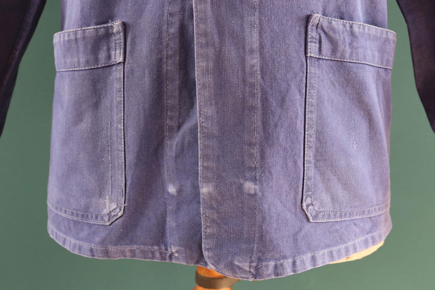 Vintage French blue workwear jacket - 1960s cotton twill - 39” chest - bleu de travail